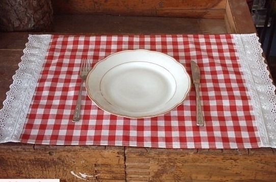 2 Platzset Karo rot weiß von Stoffsachen