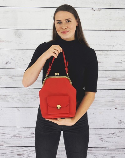 Vintage Bügeltasche, Handtasche Leder "Grace" in rot, Retro Leder Handtasche, Leder Henkeltasche, Bügeltasche, Leder Schultertasche von taschenkinder