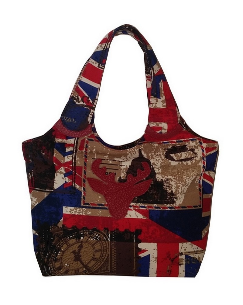 Stoff Beutel mit Hirschkopfmotiv London Style von Unikats-by-Sabine-Greim