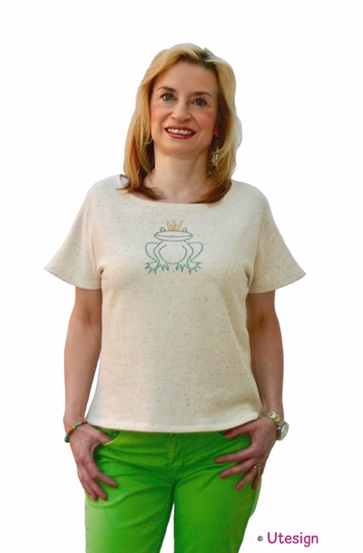 Shirt, beige, Strass-Frosch Shirt, beige, Strass-Frosch von UL-GlamCity