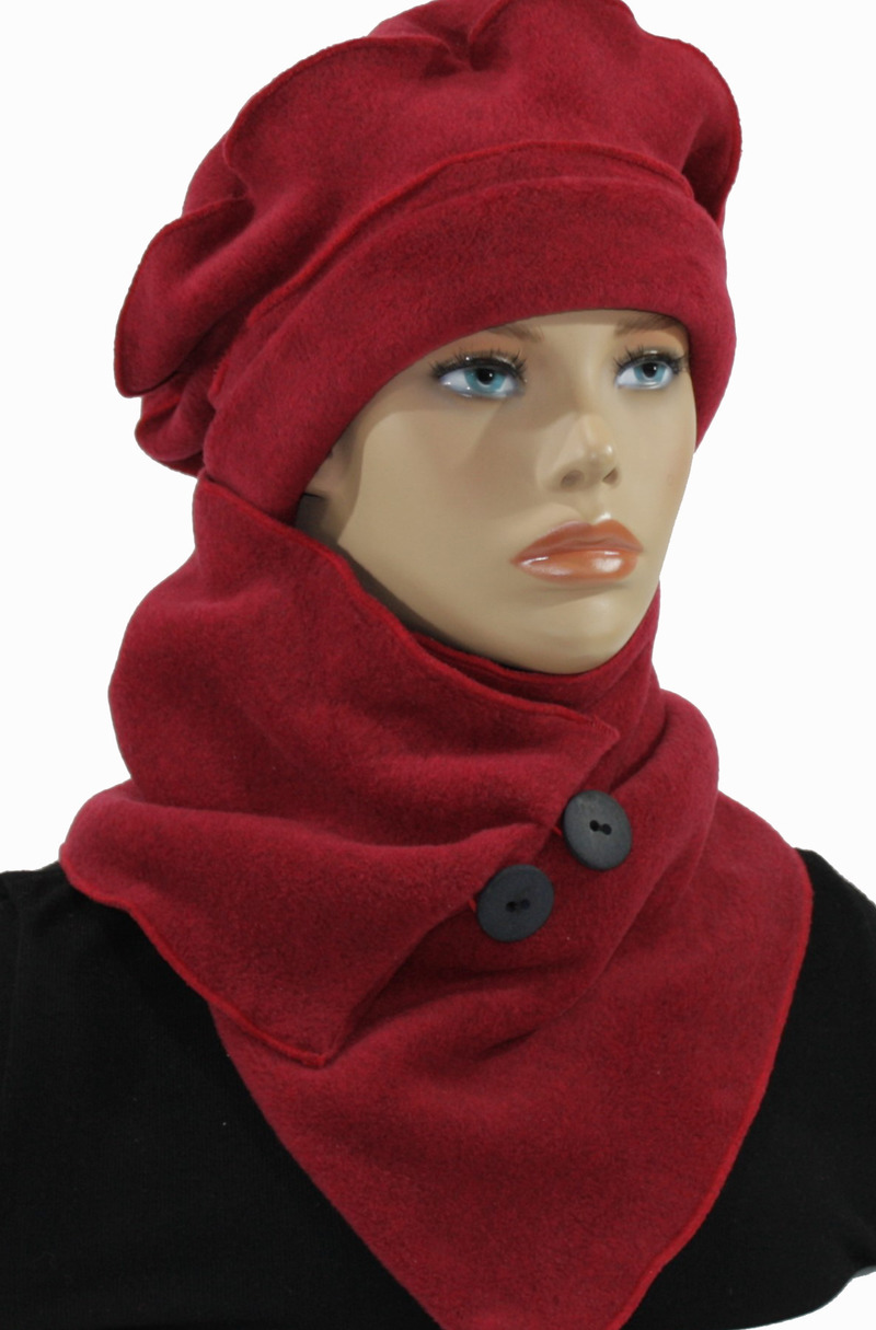 Mütze Schal Handschuehe Set Fleece rot Paula von klennes