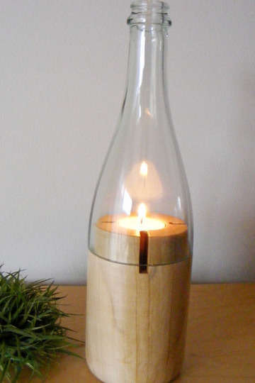 Flaschenwindlicht / Kastanie Holz / klar Flaschenwindlicht / Kastanie Holz / klar von Holzfelge