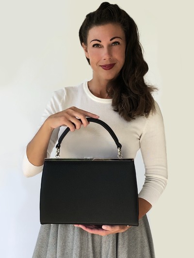 Handtasche Leder in schwarz, Damen Handtasche "Charlene", Henkeltasche, Schultertasche, Vintage Handtasche, Bügeltasche von taschenkinder