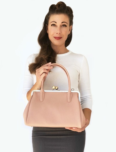 Leder Schultertasche, Henkeltasche "Marie" in rosa, Leder Handtasche, Bügeltasche, Vintage Stil, Retro Tasche von taschenkinder