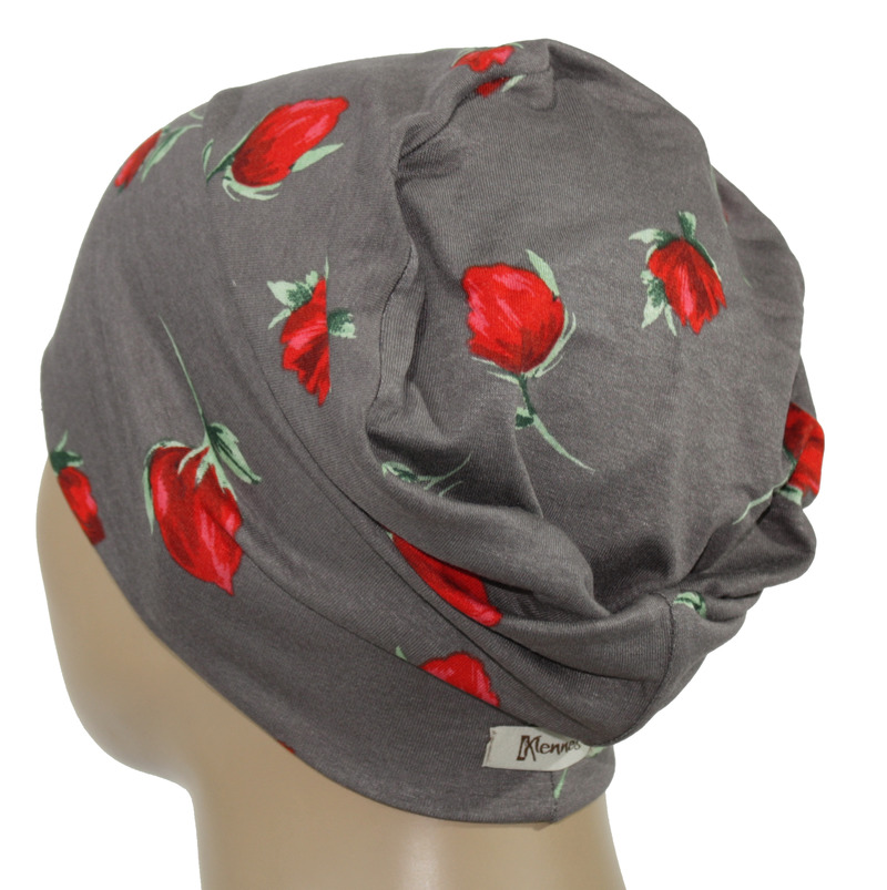 Chemo Mütze leicht taupe rot Chemo Mütze leicht taupe rot von klennes