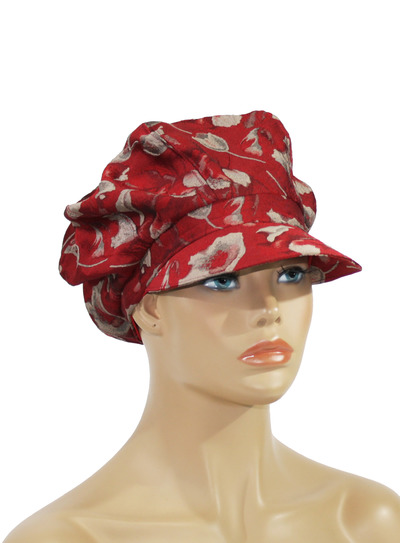 Damen Ballonmütze Herbstmütze rot taupe Damen Ballonmütze Herbstmütze rot taupe von klennes