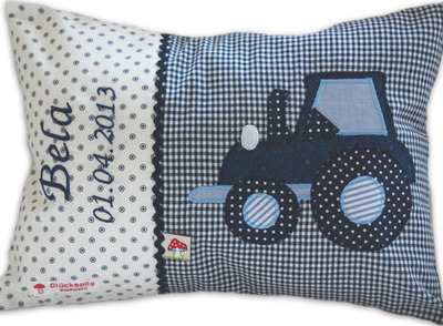 Namenskissen 25x35 mit Traktor individualisierbar Namenskissen 25x35 mit Traktor individualisierbar von glueckspilz-shop
