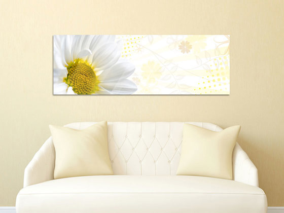 Wandbild Acrylglasbild Glasbild für Wohnzimmer Gänseblümchen Punkte Blumen von GrazDesign