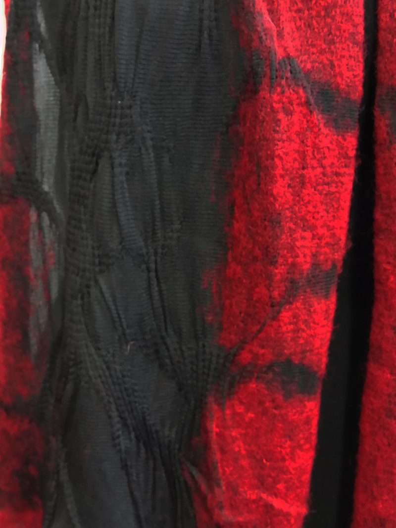 Lagenlook Wollschal rot-schwarz Lagenlook Wollschal rot-schwarz von klennes