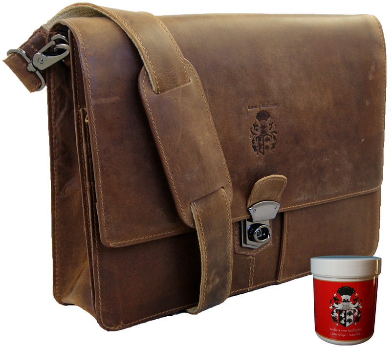 Dicke Collegemappe SCHILLER mit Schultergurt aus Grassland-Leder - inkl. Lederpflege Dicke Collegemappe SCHILLER mit Schultergurt aus Grassland-Leder - inkl. Lederpflege von Ledertaschenshop24
