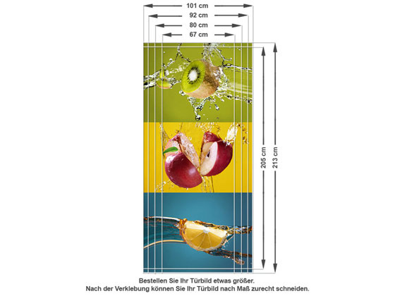Türbild Türaufkleber Türposter Aufkleber Türsticker für Küche Obst Apfel Kiwi von GrazDesign