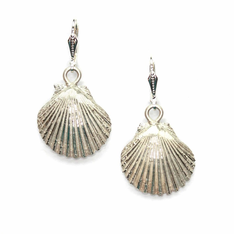 Ohrringe Pilgermuschel 925er Silber von Muschelkreation Christine Bachmann