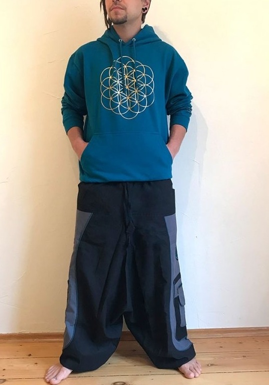 Pluderhose Haremshose Blume des Lebens Flower of Life Hose Hippie Kleidung Goa Klamotten Yoga von Gravity Shift  ॐ Psy-Hippie-Goa-Shop
