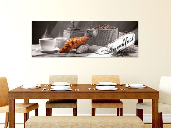 Acrylbild für Küche Spruch Breakfast Crossaints von GrazDesign