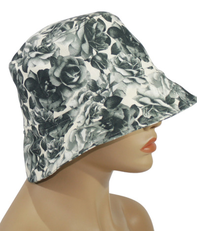 Damen Hut Bucket Hat Eimerhut Sonnenschutz Fischerhut schwarze Rose von klennes