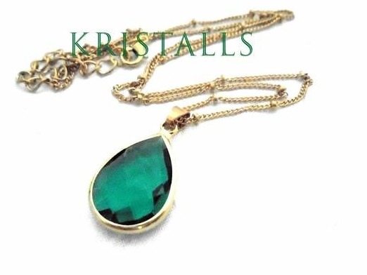 Halskette Kristall Grün Smaragd von CRYSTALLS.de