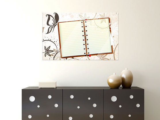 Glas Magnettafel Notizbuch Blumen Falter Glas Magnettafel Notizbuch Blumen Falter von GrazDesign