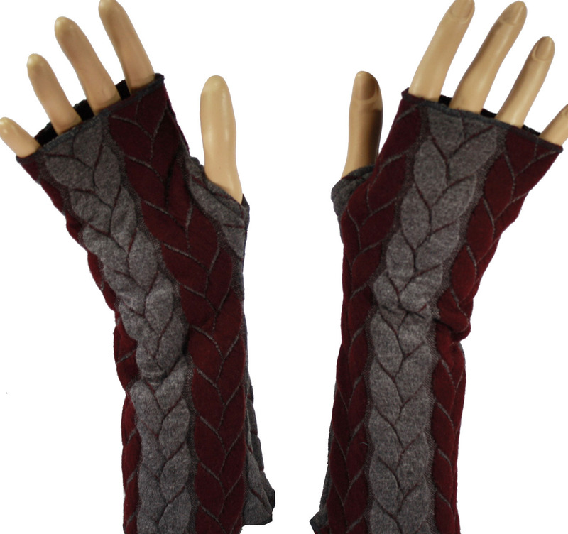 Mütze Schal Stulpen Set grau weinrot von klennes