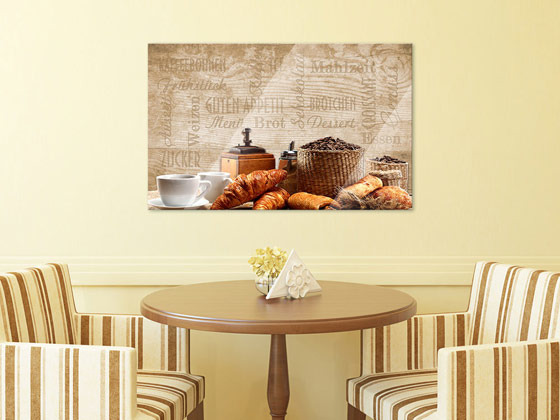 Glas Magnettafel Wandtafel Magnetwand für Küche Crossaints Kaffeetassen Bohnen Glas Magnettafel Wandtafel Magnetwand für Küche Crossaints Kaffeetassen Bohnen von GrazDesign