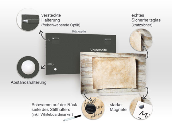 Magnetwand Holzoptik altes Blatt Antik Magnetwand Holzoptik altes Blatt Antik von GrazDesign