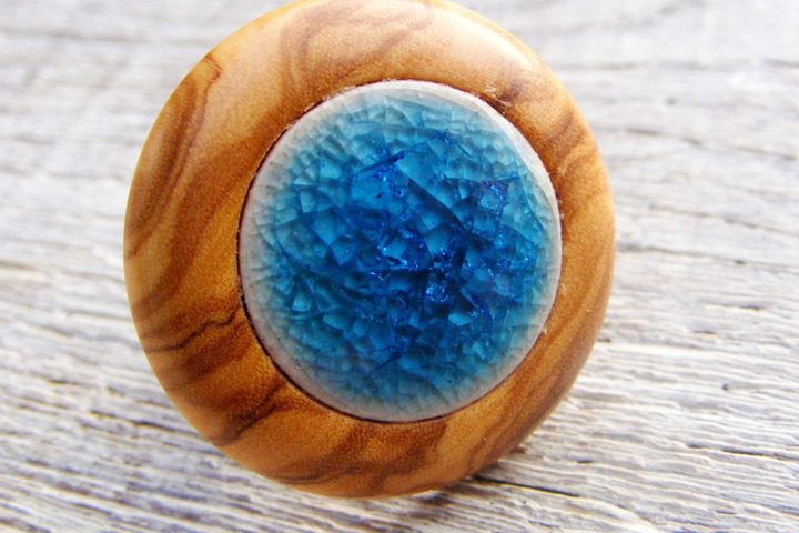 Holz Ring Silber 925 Olivenholz / Porzellan Ø 32mm verstellbar Holz Ring Silber 925 Olivenholz / Porzellan Ø 32mm verstellbar von Holzfelge