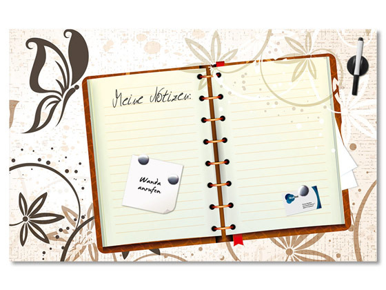 Glas Magnettafel Notizbuch Blumen Falter Glas Magnettafel Notizbuch Blumen Falter von GrazDesign