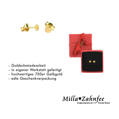 Kinderohrringe: Ohrstecker Kreis - 750 Gold matt von MillaZahnfee, Schmuckwerkstatt Verena Brack