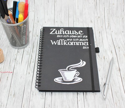 Gästebuch, Tagebuch, schwarz-weiß, DIN A5, liniert, Hardcover, mit Gummiband, mit Stiftschlaufe, Metalldraht-Spiralbindung, minimalistischer Stil Gästebuch, Tagebuch, schwarz-weiß, DIN A5, liniert, Hardcover, mit Gummiband, mit Stiftschlaufe, Metalldraht-Spiralbindung, minimalistischer Stil von DodoCards