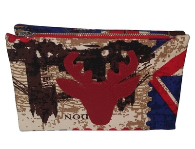 Stoff Doppel Clutch mit Hirschkopfmotiv London Style Stoff Doppel Clutch mit Hirschkopfmotiv London Style von Unikats-by-Sabine-Greim