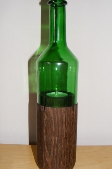 Flaschenwindlicht / Räuchereiche Holz / grün Flaschenwindlicht / Räuchereiche Holz / grün von Holzfelge