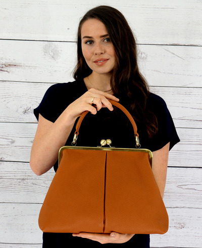 Umhängetasche Leder, Handtasche Damen "Olivia" in braun, Vintage Handtasche, Henkeltasche, Bügeltasche, Retro von taschenkinder