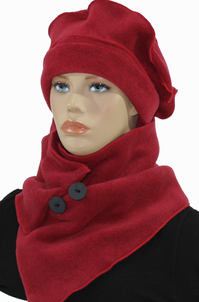 Mütze Schal Handschuehe Set Fleece rot Paula von klennes
