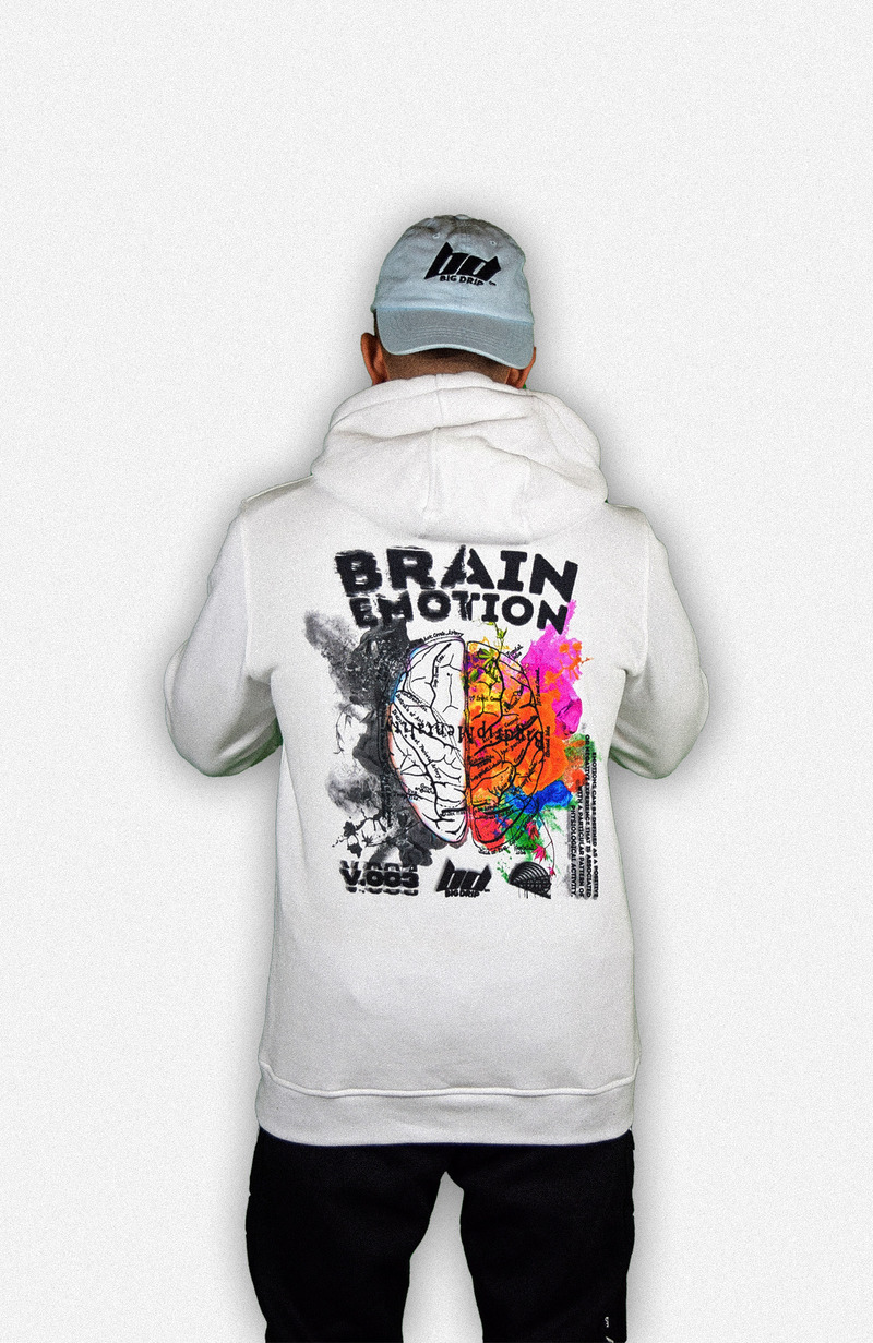 Brain Emotion Heavy Hoodie – Weiß von Big Drip