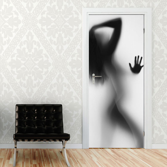 Türbild Türaufkleber Tür Deko Türposter Badezimmer Frau Silhouette nackt von GrazDesign