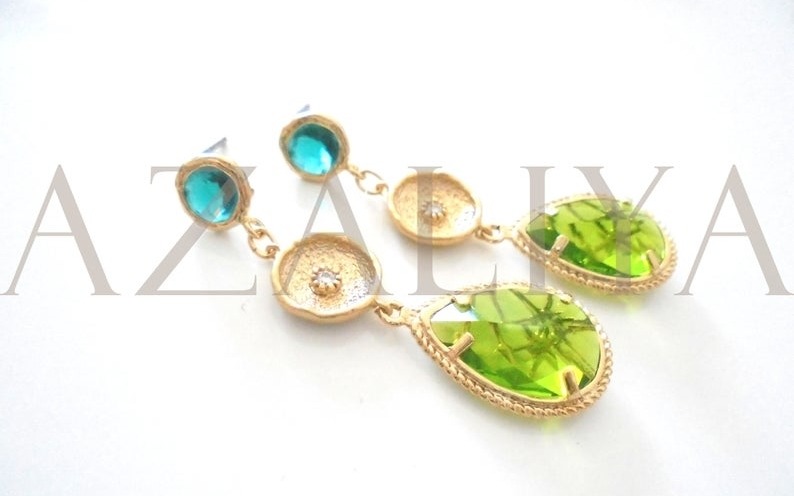 Ohrringe Kristall Grün Peridot von Azaliya