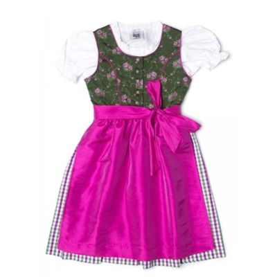 Isar Trachten - Kinderdirndl Sara, grün/lila von LALELU Baby- und Kindermode