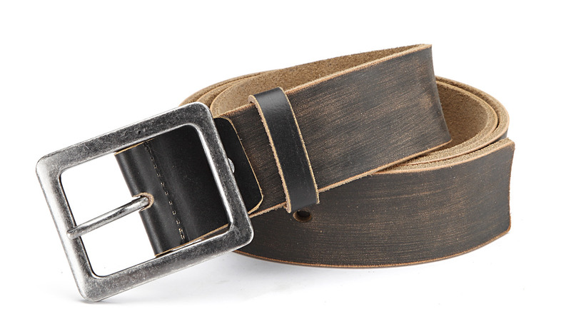 Stylischer Jeans-Gürtel Herren Leder Gürtel im Used Look 4,5 cm Breite- Massige Schnalle im Used Look von Eg-Fashion | Accessoires