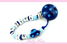 Schnullerkette mit Namen - Auto und Sternclip von Schnullerkette mit Namen