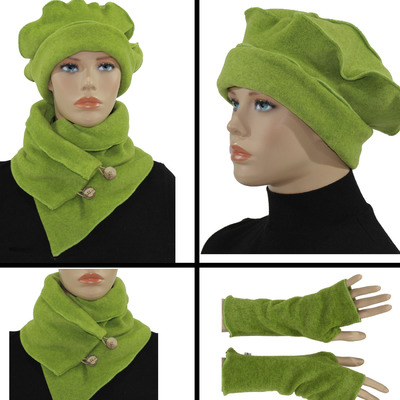 Fleece Mütze Schal Set grün Pina Fleece Mütze Schal Set grün Pina von klennes