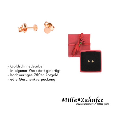 Kinderohrringe: Ohrstecker Kreis - 750 Rotgold matt von MillaZahnfee, Schmuckwerkstatt Verena Brack