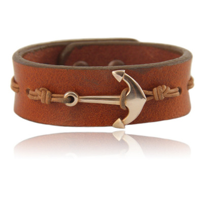 großer Bronzeanker Wasserbüffel Leder Armband von trendklunker