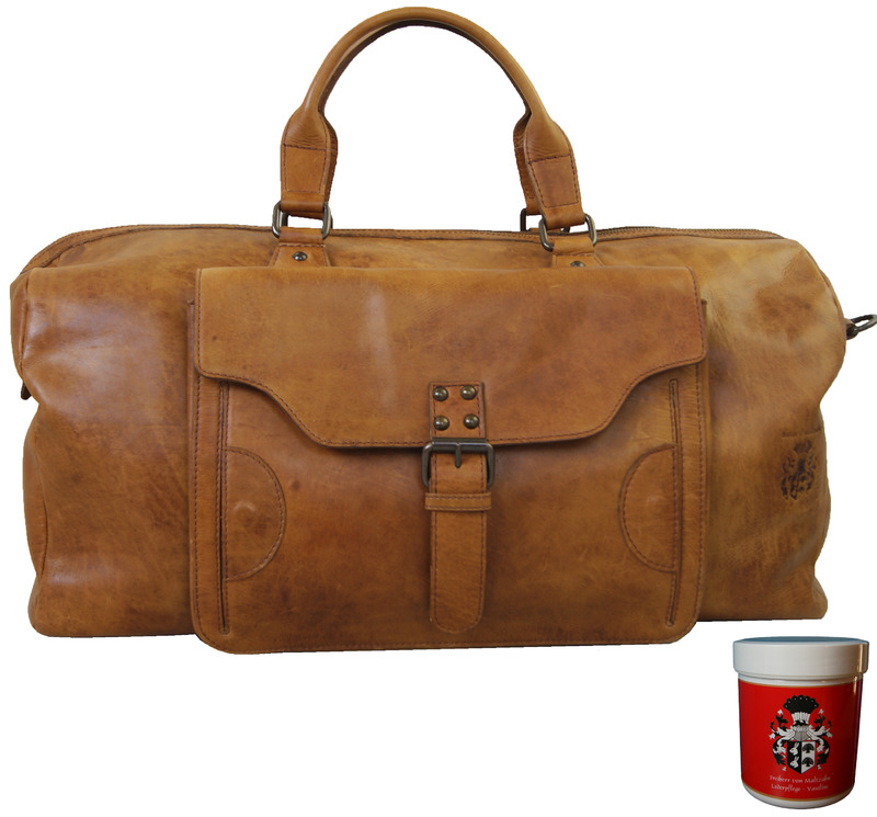 Reisetasche NAPOLEON aus braunem Rodeo-Leder - inkl. Lederpflege Reisetasche NAPOLEON aus braunem Rodeo-Leder - inkl. Lederpflege von Ledertaschenshop24