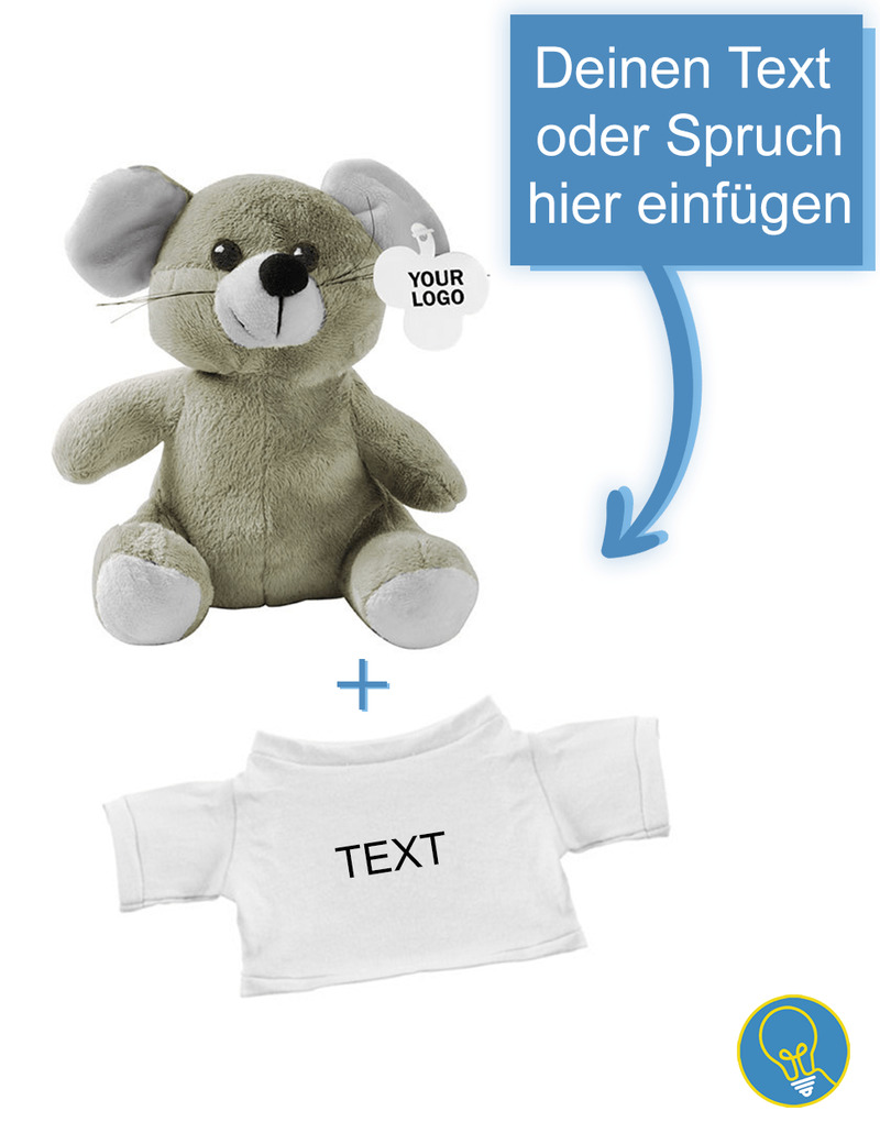 Personalisierte Plüsch Maus & T-Shirt mit Text Bestickung von Stitch Your Mind