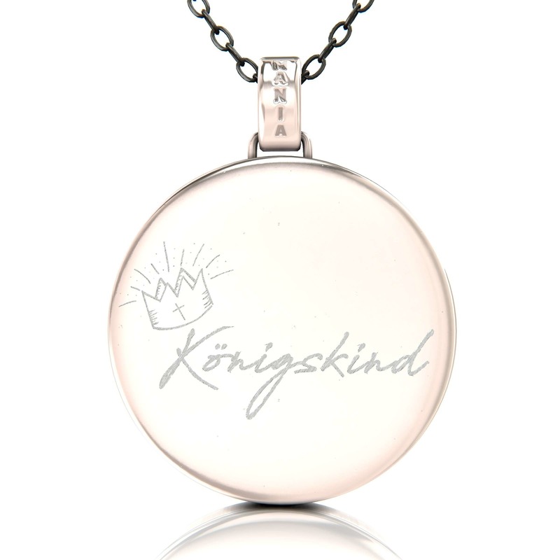 Königskind Kette mit Gravur auf Roségold Anhänger von Mania.Design - Die besondere Kette mit Gravur