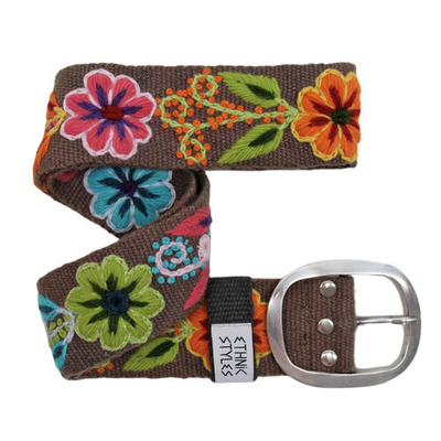 Bunt bestickter Ethno-Blumengürtel aus Peru in "Taupebraun" Bunt bestickter Ethno-Blumengürtel aus Peru in "Taupebraun" von ethnicstyles