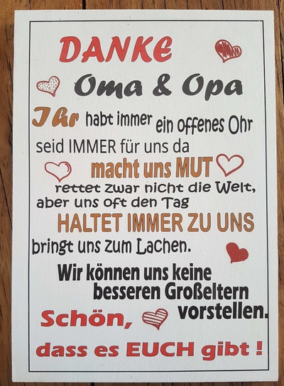 Danke Oma und Opa Holzschild mit Spruch Dekotafel Sprücheschild im Vintage, Shabby, perfekte Wanddeko Danke Oma und Opa Holzschild mit Spruch Dekotafel Sprücheschild im Vintage, Shabby, perfekte Wanddeko von lieberKREUZundQUER