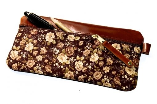 Elegantes Federmäppchen Leder & Rosenstoff von henrietteclaire