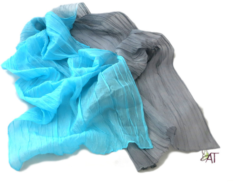 Crinkleschal TÜRKIS-GRAU in 4 Größen Crinkleschal TÜRKIS-GRAU in 4 Größen von SilkArt-AntjeTopf