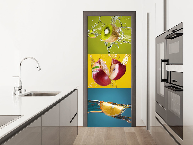 Türbild Türaufkleber Türposter Aufkleber Türsticker für Küche Obst Apfel Kiwi von GrazDesign