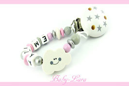 Schnullerkette mit Namen - Wolke und Sternclip von Schnullerkette mit Namen